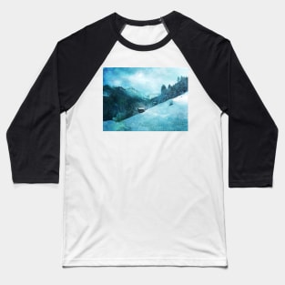 Snow Covered Mountain Baseball T-Shirt